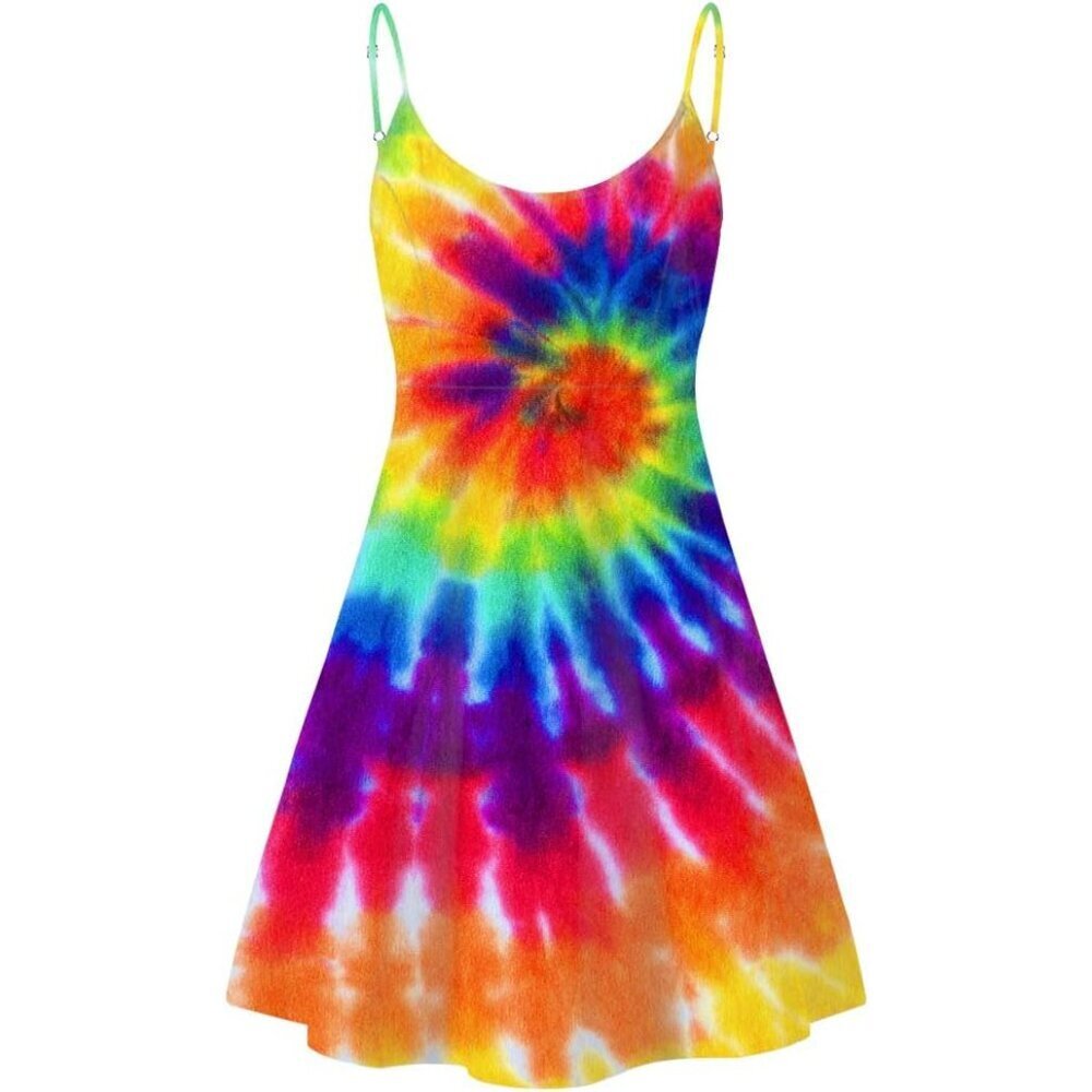 Women Loose Summer Swing Dress Sleeveless Casual Beach Dress Medium